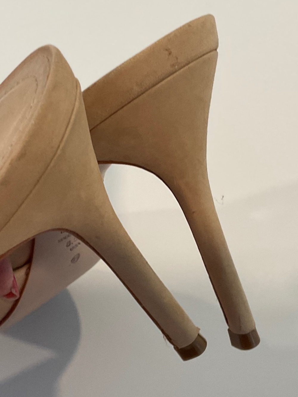SCHUTZ Crystal Embellished Beige Nubuck Leather Pointed Toe Pump Size 8.5 - Picture 5 of 9